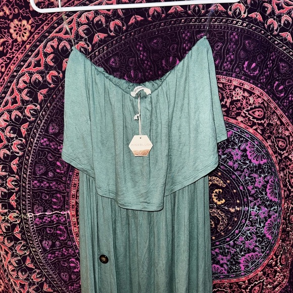 Sage Green Strapless Maxi Dress - Picture 3 of 6